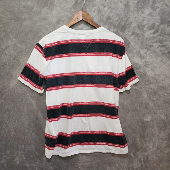 Tommy Hilfiger Large Y2K Striped Shirt - Black, White, Red - Picture 2 of 6